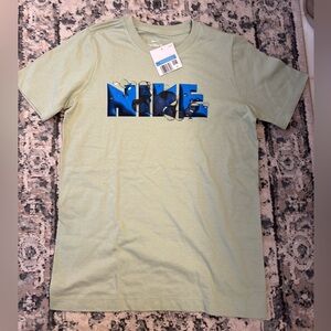 Nike Light Green T-Shirt with Blue Logo